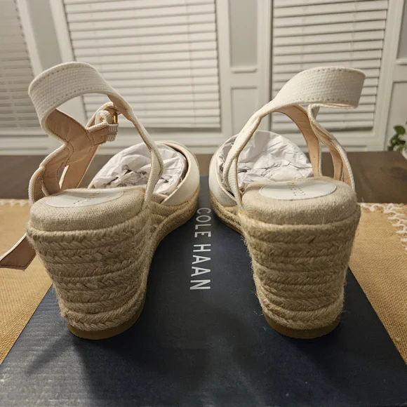 Cole Haan Women's White Espadrille Wedge Sandals - Picture 3 of 4
